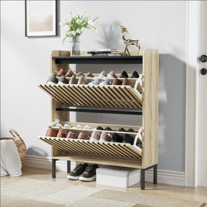 2-Tier Shoe Cabinet, Multi-layer Shoe Rack, Modern Minimalist Storage Cabinet for Entryway