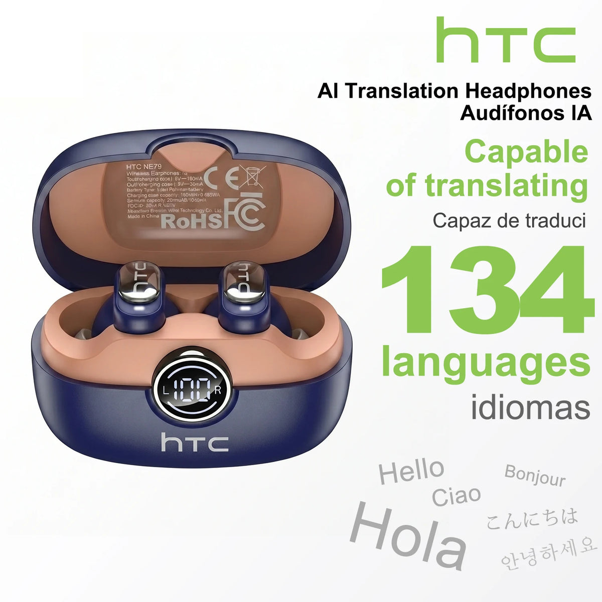 Smart AI Translator Wireless Earbuds – Noise Cancelling & Long Battery Life