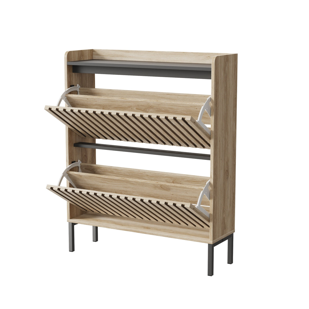 2-Tier Shoe Cabinet, Multi-layer Shoe Rack, Modern Minimalist Storage Cabinet for Entryway