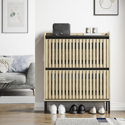 2-Tier Shoe Cabinet, Multi-layer Shoe Rack, Modern Minimalist Storage Cabinet for Entryway